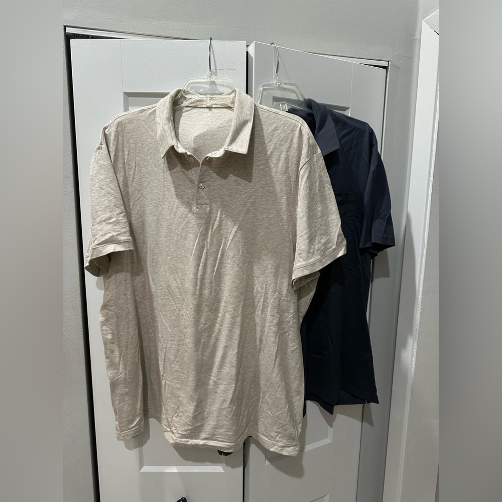 Men's Beige and Grey Polo Shirt - Set of 2